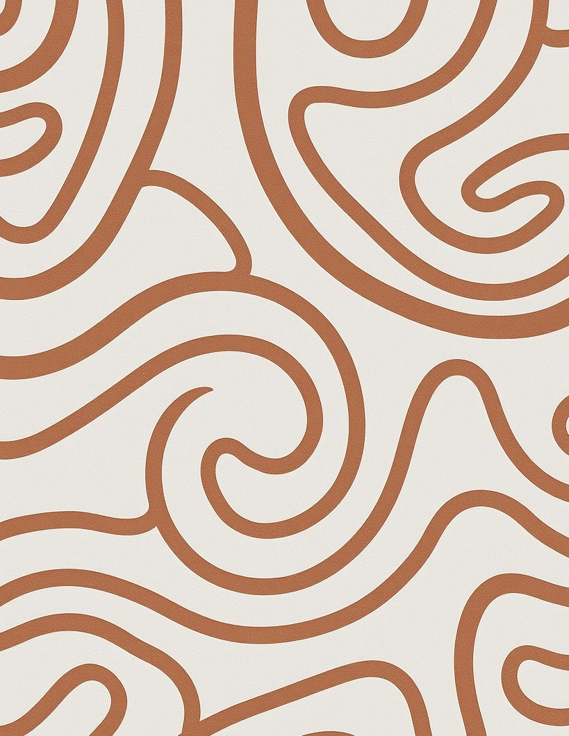 Abstract Swirl Pattern Cream Terracotta Rug