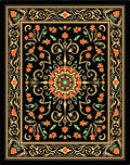Ornate Floral and Scrollwork Design Rug