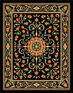 Ornate Floral and Scrollwork Design Rug