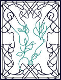 Minimalist Black Green Swirl Vine Design Rug