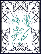 Minimalist Black Green Swirl Vine Design Rug