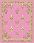 Ornate Pink Fleur de Lis Pattern Rug