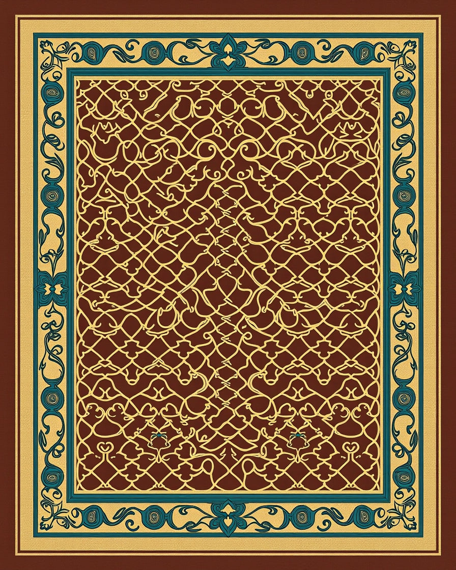 Intricate Lattice Border Design Rug