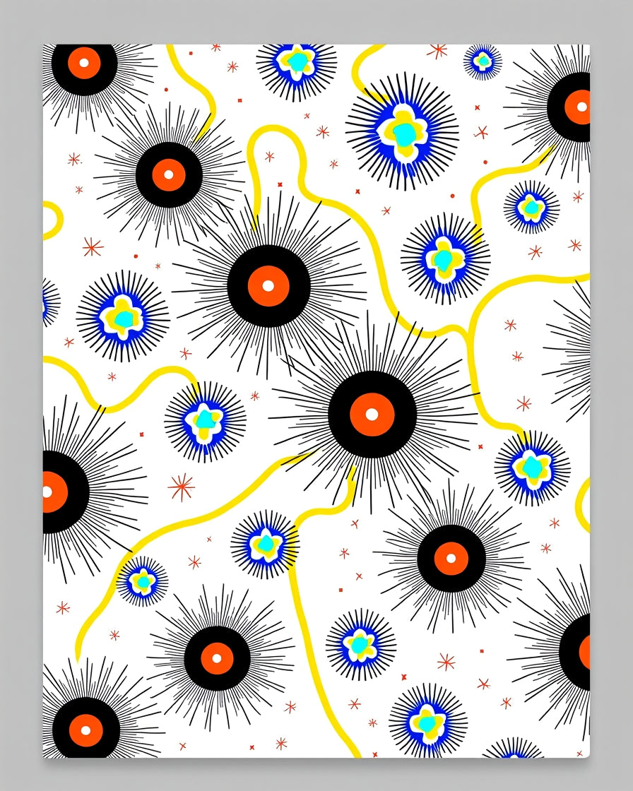 Vibrant Starburst And Blossom Design Rug