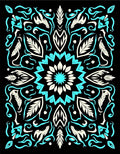 Abstract Teal Cream Mandala Design Rug