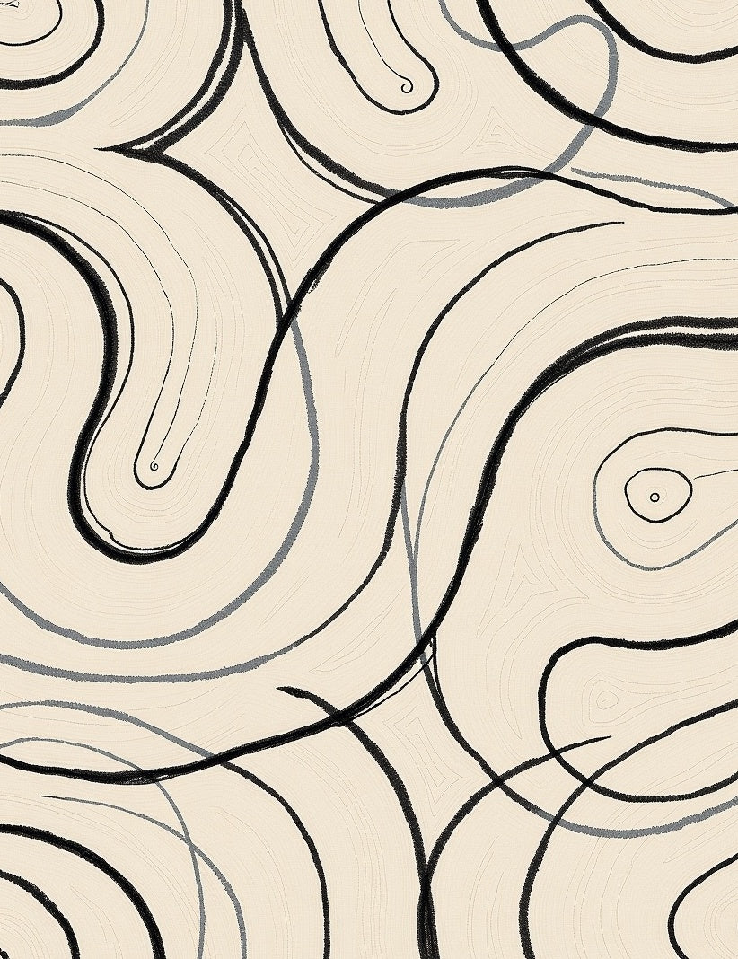 Abstract Swirls With Bold Lines Rug