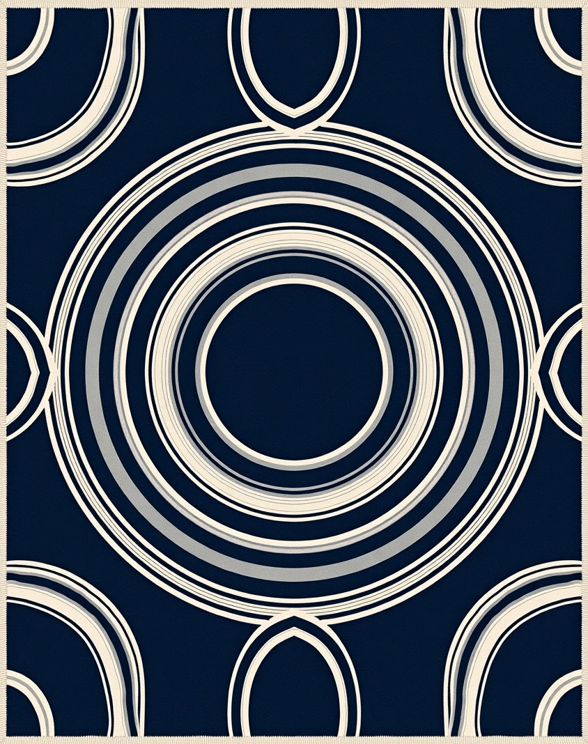 Concentric Circles Geometric Pattern Rug
