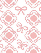Pink Bow Laurel Pattern Rug