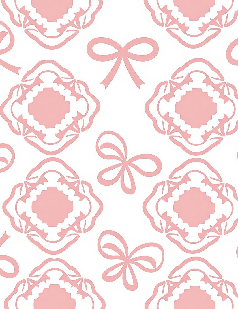 Pink Bow Laurel Pattern Rug
