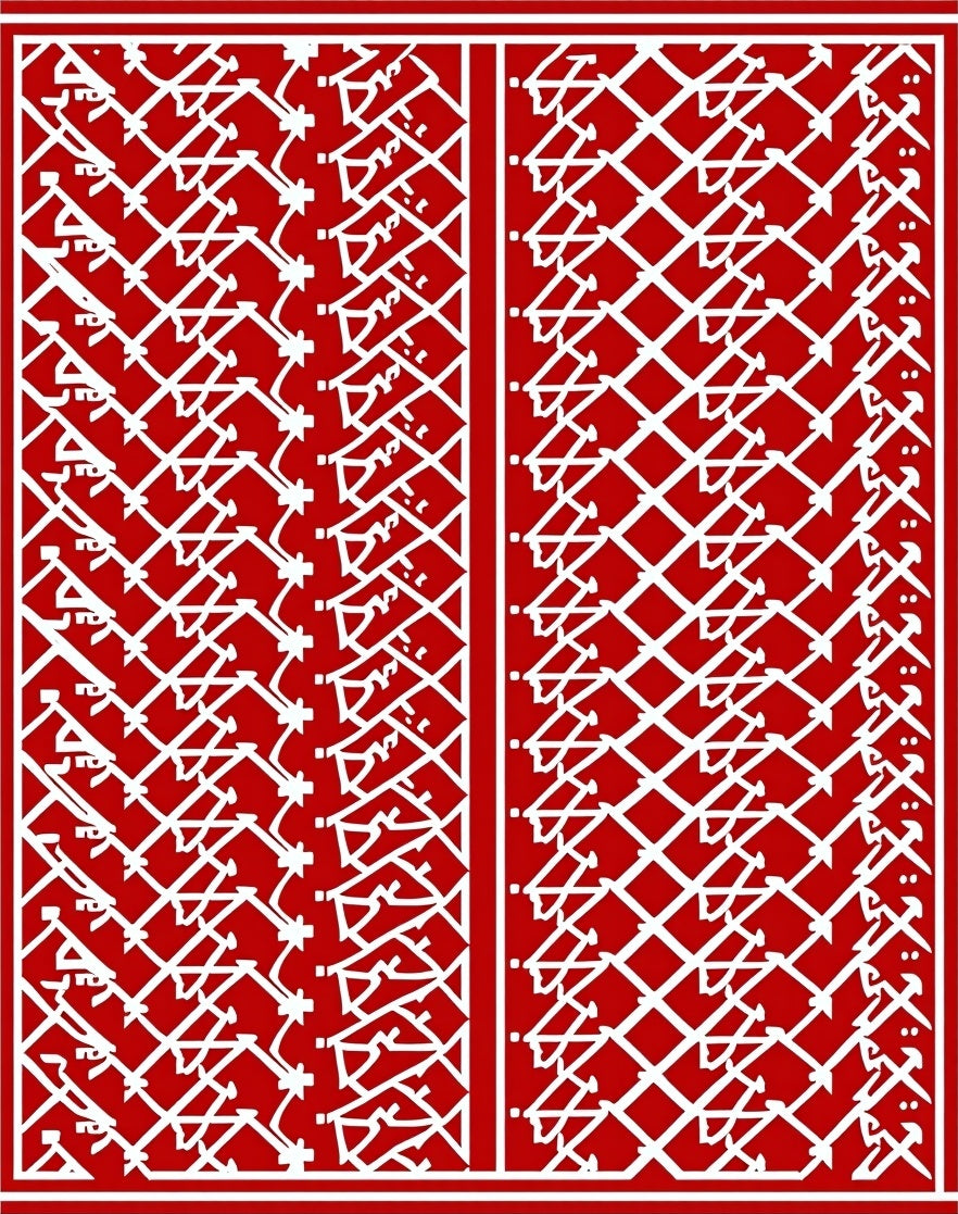 Red Diamond Chain Traditional Design Rug
