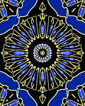 Radiant Blue Yellow Kaleidoscope Design Rug