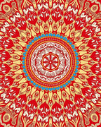 Radiant Red Yellow Floral Mandala Rug