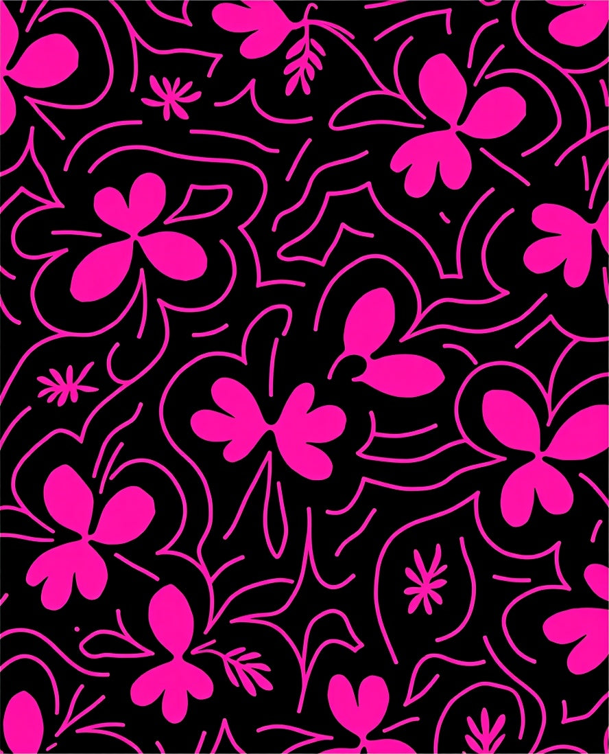Bold Pink Floral Swirls Pattern Rug