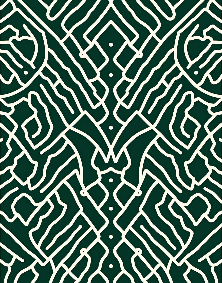 Abstract Maze Patterned Graphic Rug