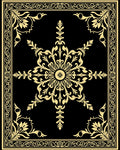 Elegant Gold Floral Medallion Border Rug