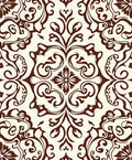 Ornate Brown Floral Scroll Design Rug