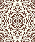 Ornate Brown Floral Scroll Design Rug