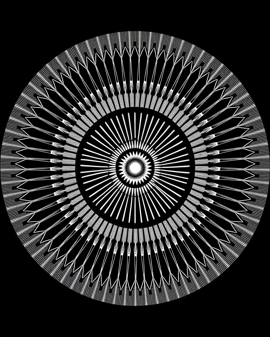 Concentric Geometric Sunburst Symmetry Design Rug