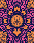 Vibrant Floral Swirls Pattern Rug
