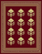 Golden Floral Burgundy Damask Design Rug