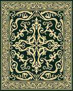 Intricate Floral Scrollwork Inlay Design Rug