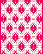 Crimson Cream Geometric Symmetry Design Rug