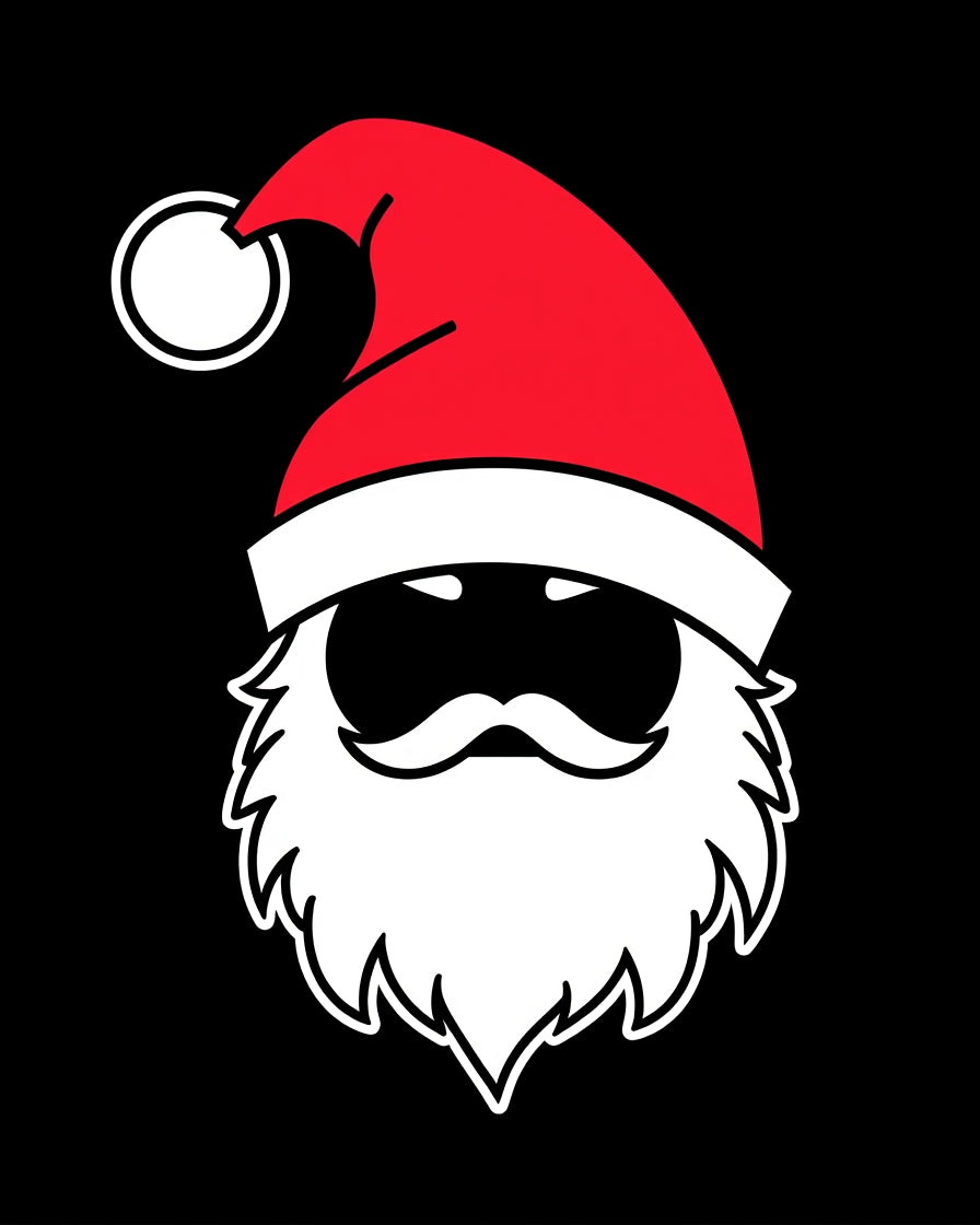 Festive Red Santa Hat Beard Accent Rug