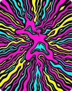 Vibrant Pink Cyan Yellow Swirl Pattern Rug
