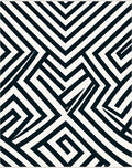 Modern Black White Geometric Maze Rug