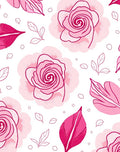 Pink Floral Outline Patterned Rug