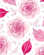 Pink Floral Outline Patterned Rug