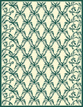 Ornate Green Floral Lattice Pattern Rug