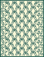 Ornate Green Floral Lattice Pattern Rug