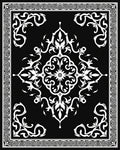 Black White Classical Scroll Pattern Rug