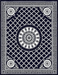 Traditional Navy White Geometric Mandala Pattern Rug