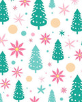 Whimsical Teal Christmas Tree Floral Clusters Rug