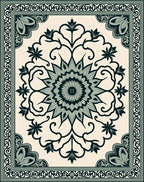 Elegant Floral Mandala Border Design Rug