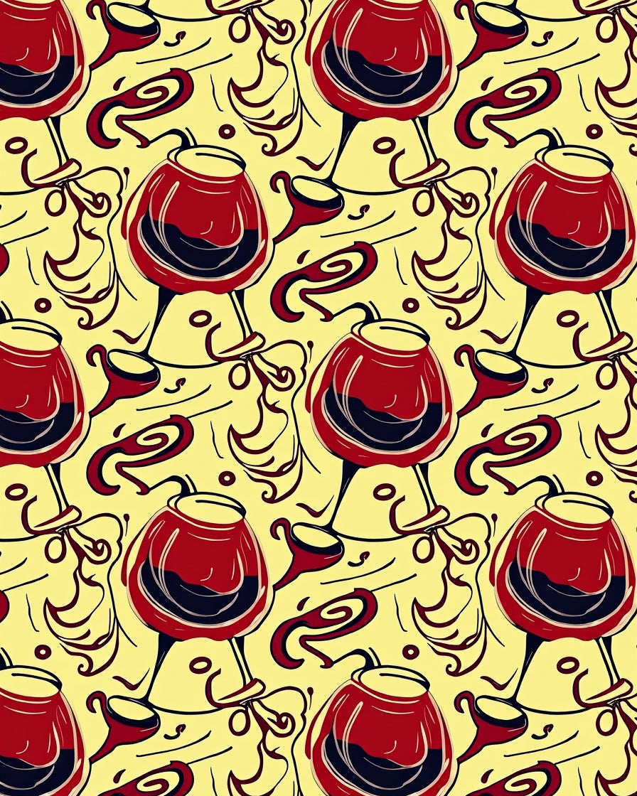 Red Wine Glass Pattern Design Rug