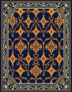 Ornate Golden Floral Pattern Rug