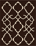 Brown Cream Arabesque Geometric Pattern Rug