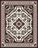 Classic Dark Brown Floral Scroll Pattern Rug