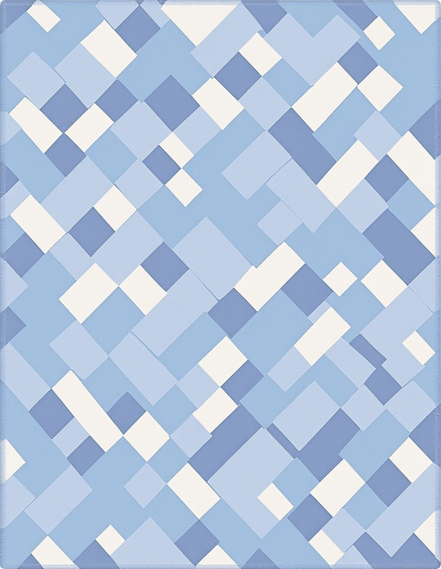 Modern Abstract Geometric Blue Shades Rug