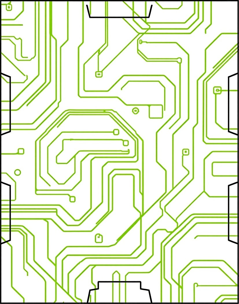 Circuit Board Inspired Green Geometric Pattern Rug