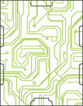 Circuit Board Inspired Green Geometric Pattern Rug
