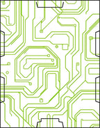 Circuit Board Inspired Green Geometric Pattern Rug
