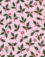 Pink Berry Leaf Pattern Rug