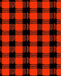 Bold Orange Black Plaid Pattern Rug