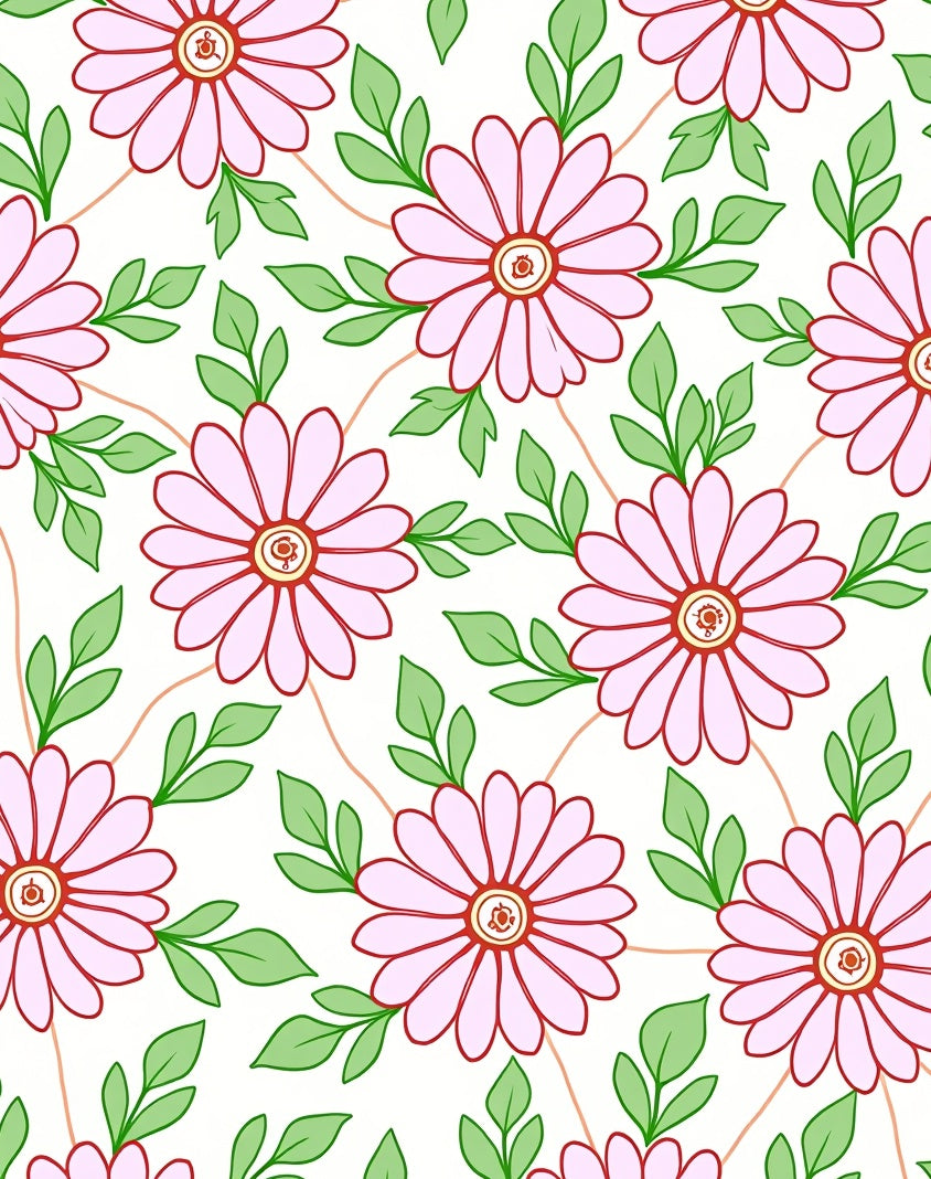 Delicate Pink Daisy Floral Pattern Rug