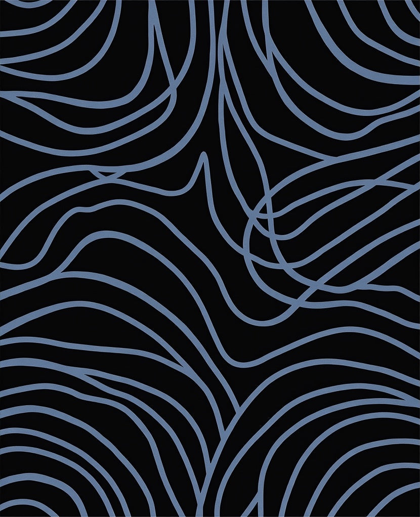 Abstract Wavy Blue Lines Rug