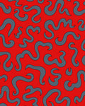 Red and Gray Abstract Swirls Rug